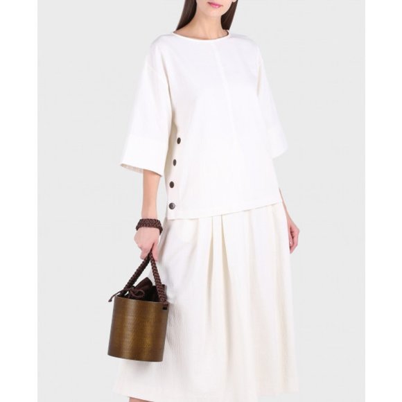 MARA HOFFMAN "Frankie" Cream Woven Boxy Blouse - Picture 11 of 11